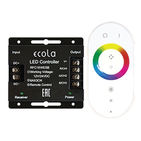 Ecola LED strip RGB RF controller 18A 216W 12V (432W 24V) с кольцевым сенсорным белым радиопультом - фото - 1